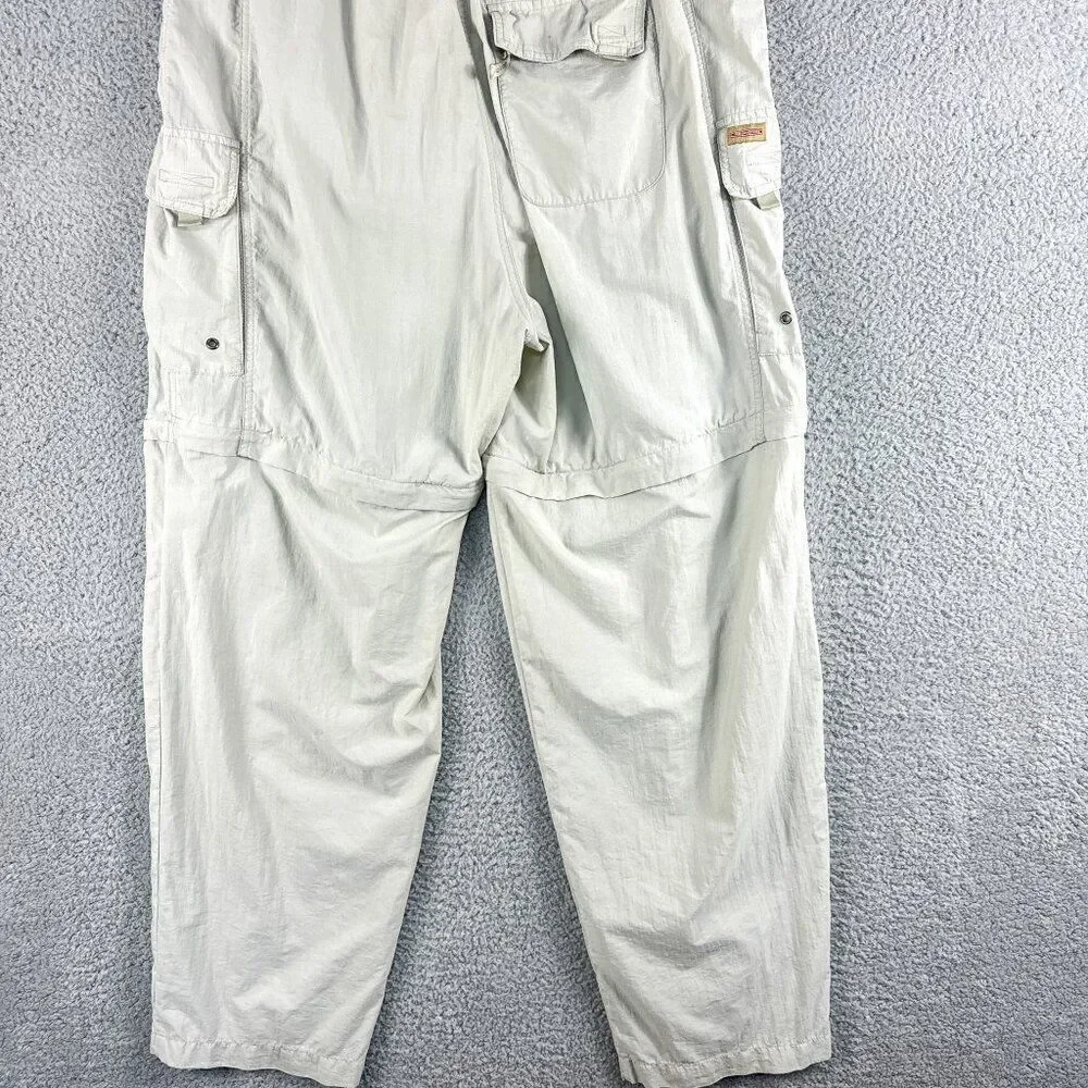 Redington Convertible Pants Mens 38 Tan Fishing Cargo Nylon‎ Mesh Lined Outdoor